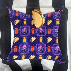 Taco-Themed Purple Bamboo lovey with plush taco